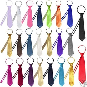 23 Color Satin Zipper Necktie to Pick for Baby Toddler Kid Teen Boy Formal Suit - Picture 1 of 47
