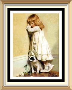 7x5 Portrait Mounted Wall Art Print CHARLES BURTON BARBER Print IN DISGRACE Dog - Picture 1 of 1