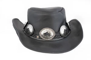 Hat Band Oval Silver Steel Western Concho Leather Band Hat Is Not Included - Picture 1 of 6