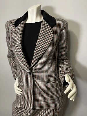 Joan Leslie Women’s Houndstooth Wool skirt suit SZ 12P - Image 1 of 4