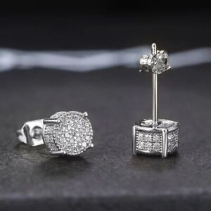 Earrings Micro Inset zircon plating round fashion item hip hop style men's
