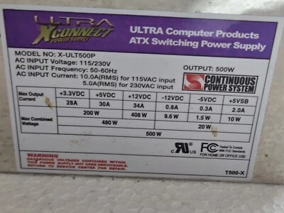 Ultra Xconnect Power Supply X-ULT500P 500W - NO CABLES - Image 1 of 4