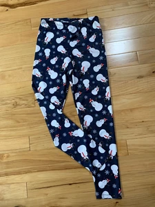 FREEZE Snowman Elastic Waist Leggings Sz Large Women Poly/Spandex Blend - Picture 1 of 4