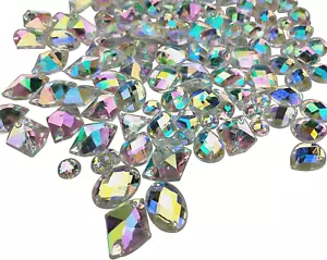 200PCS Crystal Gems AB Acrylic Flatback Sew on Diamante Rhinestones with Mixed S - Picture 1 of 6