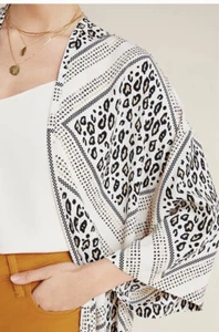 68. Anthropologie Margaux Leopard Duster Kimono OS XS S M L Mignon Doo $139 - Picture 1 of 7