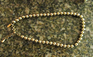 *Vintage MONET Gold Tone Ball Beaded Chain Choker Necklace 14 to 16"