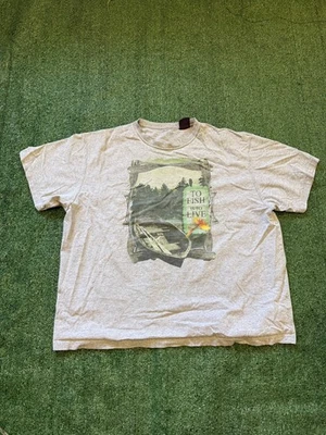 Camiseta De Colección Y2K Años 2000 Pesca Para Pescar Es Vivir Gris Gráfico Naturaleza XL Foto 1 de 4