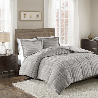 Duke Luxe Faux Fur Reversible Comforter Set, Soft Plush Reverse, Modern Down ... - Image 1 of 4