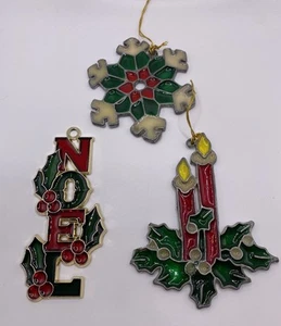 Lote 3 vitrales de imitación atrapasol adornos navideños vela Noel copo de nieve de colección - Imagen 1 de 5