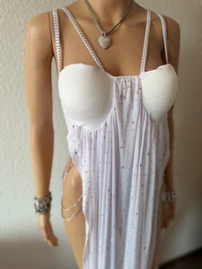 Sexy Abend Kleid Strass lang weiß, Gr. L, neu ungetragen - Bild 1 von 14
