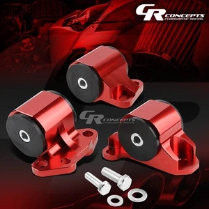 ALUMINIO ROJO 2 PERNOS MOTOR PAR MONTAJE PARA EG/EH/DC B/D D15/D16 B16/B18 INTERCAMBIO - Imagen 1 de 5