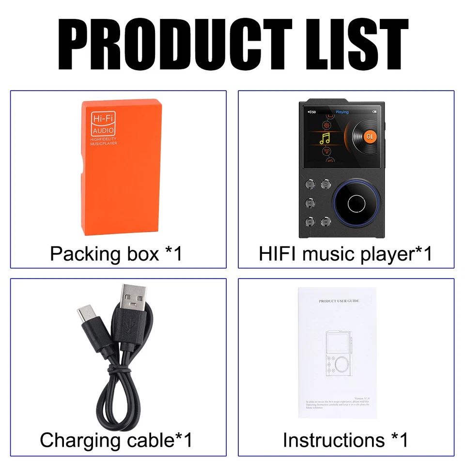 Reproductor de MP3 digital HiFi con Bluetooth 5.3 DSD sin pérdidas 256 GB alta calidad de sonido Foto 1 de 4