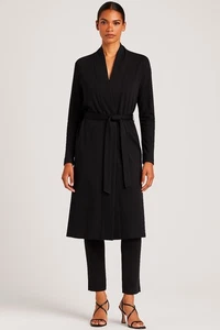 Philosophy Black Belted Long Cardigan Duster Coatigan Robe NWT Women’s M - Picture 1 of 10