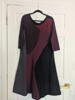 NIC + ZOE XL Vestido Suéter Negro Borgoña Rojo Gris Manga Codo Elástico  Foto 1 de 4