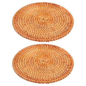 2pcs Rattan Drink Coasters: Handwoven Heat-Resistant Coasters for Tea Cups - Picture 1 of 12