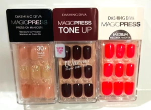Nuevo Adashing Diva Manicura Uñas Rosa Caliente Granate 3 Juegos Sin Pegamento Magic PressOn - Imagen 1 de 1