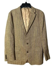 Land’s End Baird McNutt 43R Herringbone 100% Linen Jacket Coat Blazer #CD4-8 - Picture 1 of 13