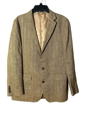 Land’s End Baird McNutt 43R Herringbone 100% Linen Jacket Coat Blazer #CD4-8 - Image 1 of 4