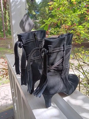 Botas True Meaning para mujer 6M negras gamuza cremallera lateral Foto 1 de 4