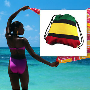 Rasta Duffle Square Sack Ez Backpack Back Pack Reggae Marley Jamaica 15"x15"