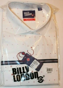 Billy London Slim Fit Men's Longsleeve Dress Shirt White/Red BL946 XL - Picture 1 of 6