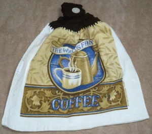 1 Asciugamano da Cucina Appeso all'Uncinetto Caffè Finissimo al Mondo, Filato Marrone Completo - Foto 1 di 1