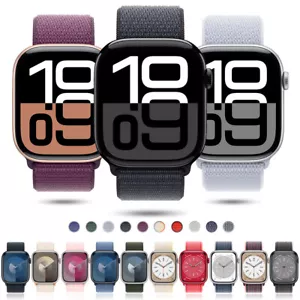 Hot Nylon Sport Loop Band Strap for Apple Watch 10 9 8 7 6 SE 40/45/46/49mm - Picture 1 of 111