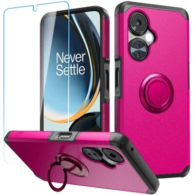 Funda protectora híbrida resistente con soporte de anillo + vidrio templado para OnePlus Nord N30 5G Foto 1 de 4