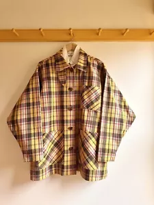 KasMaria Cotton Kimono Sleeve Jacket Yellow Plaid $525 NWOT new USA made L - Picture 1 of 13