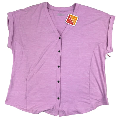 Camisa Top HI-TEC Mujer UPF 50 Manga Corta Rendimiento Botón Delantero - Rosa XL Foto 1 de 4