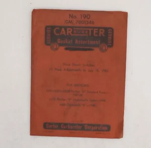 Junta de carburador Carter 190 surtida 47-48 Pontiac "8" 48 Oldsmobile GM 7001346 - Imagen 1 de 2
