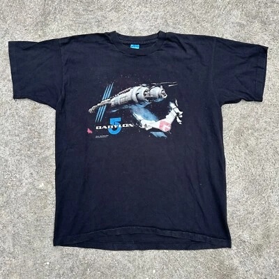 Vintage Babylon 5 1994 Movie Promo Shirt Fruit Of The Loom Size XL Black - Image 1 of 4