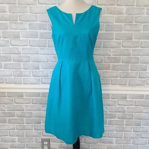Vestido Kate Spade Mezcla de Lino Turquesa Verde azulado Manga Corta Espalda Baja Dinero Antiguo talla 8 - Imagen 1 de 10