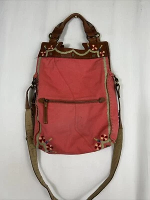 Rare Lucky Brand Abbey Road Melon Embroidered Floral Crossbody Foldover Handbag - Image 1 of 4