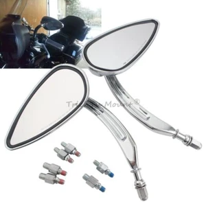 Universal Chrome 8mm 10mm Rear View Mirrors fit for Harley Yamaha Honda Scooters - Picture 1 of 14