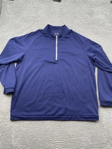Adidas Felpa Adulto 2XL XXL Blu Navy 1/4 Zip Pullover Track Jacket Uomo - Foto 1 di 8