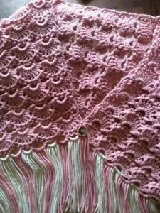Crochet Scarf/Shawl with Button 2 colors *Free Shipping* - Picture 1 of 3