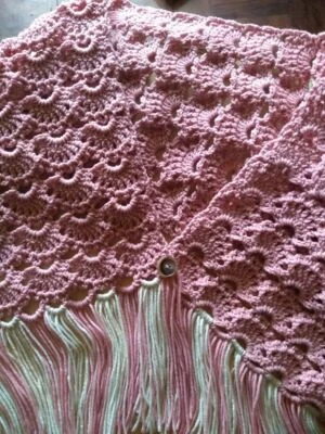 Crochet Scarf/Shawl with Button 2 colors *Free Shipping* - Image 1 of 3