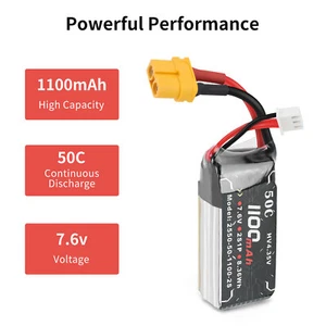 1100mAh 7,6V RC Li-Po-Batterie 50C 2S wiederaufladbare Lithium-Polymer-Batterie  - Bild 1 von 7