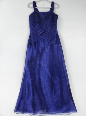 Alex Evenings Dress Womens 12 Purple Pleated Mesh Evening Gown Formal Maxi Long - Image 1 of 4