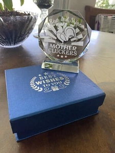 Rise And Shine Mother Cluckers Chicken Glass Round 5 in statue - Picture 1 of 4