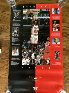 Vintage 1990’s Michael Jordan Poster Chevrolet Geo Dealers It’s the Drive Bulls - Picture 1 of 6