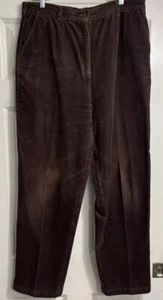 LL Bean Corduroy Pants Womens Size 14 Tall Brown Wide Leg 34 X 31 High Rise - Picture 1 of 10