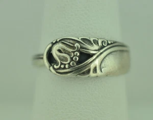 Dainty Solid 925 Sterling Silver Flower Floral Adjustable Spoon Ring - Picture 1 of 6