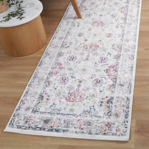 Rothbury Allover Floral Distressed Colourful Transitional Rug Runner - 80x300cm - Picture 1 of 7
