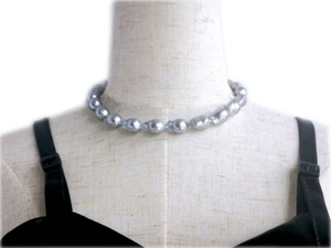 Chapado en color gris bola de fuego EDISON Frehswater collar de perlas pavé broche de circón - Imagen 1 de 8