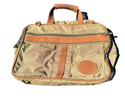 Bolso Boyt Runaways Usado Nylon y Cuero Marrón Borde Fin de Semana Sin Llaves 17”x12”x8 Foto 1 de 4