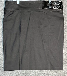 89th & Madison Mini Pencil Skirt Buckle Strap Stretch High Waist Black Women 14 - Picture 1 of 11