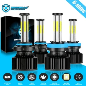 6-sides LED Headlight Bulbs Combo Kit 9005 H11 High Low Beam Bright White 6500K - Picture 1 of 12