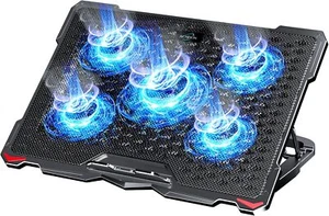Laptop Cooling Pad 5 Fans Up to 17.3 Inch Heavy Notebook Cooler, Blue LED Lig... - Picture 1 of 8